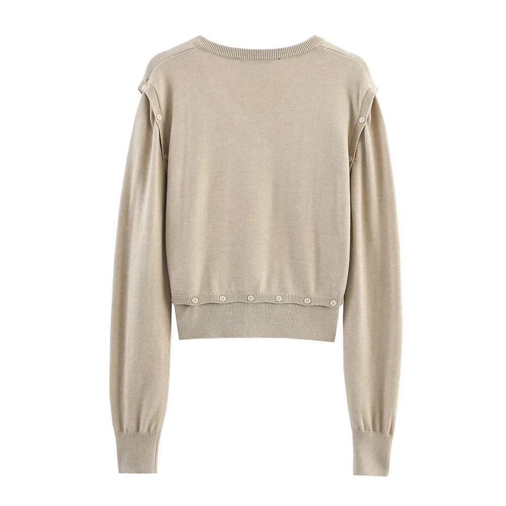 Autumn Button-Detail Detachable Knit Shirt - Image 2