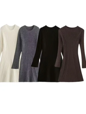 Women’s Semi High-Neck Slimming Knit Dress