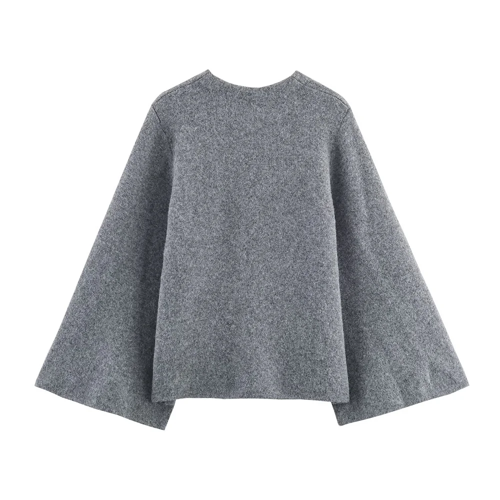 Autumn Knitted Slit Sleeve Coat Jacket - Image 2