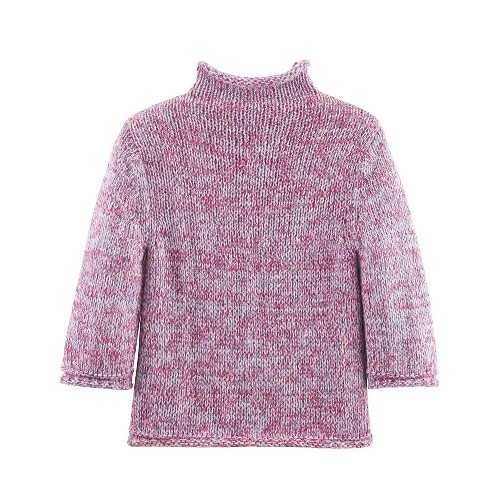 Autumn Color-Block Round Neck Sweater - Image 2