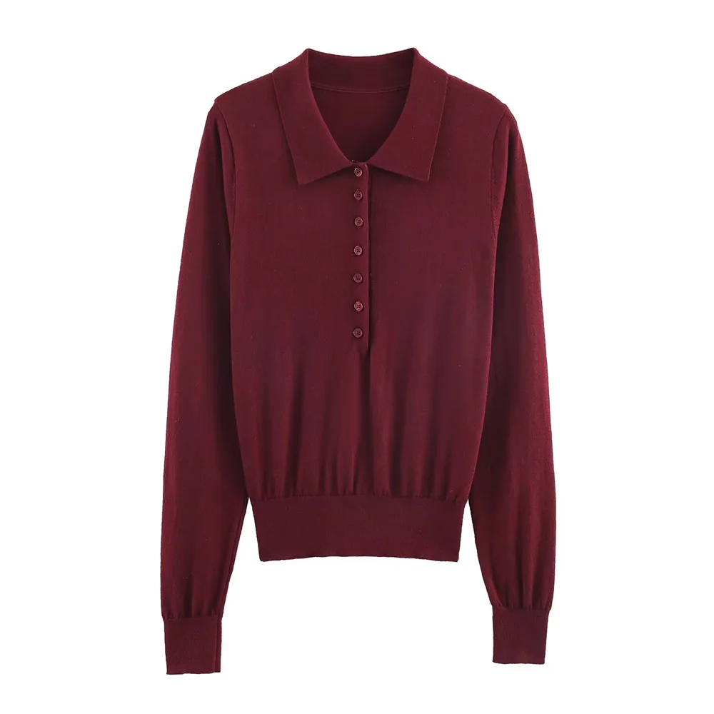 Autumn/Winter Polo Collar Knit Sweater - Image 2