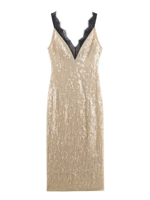 Women’s Winter Beaded Lace Dress