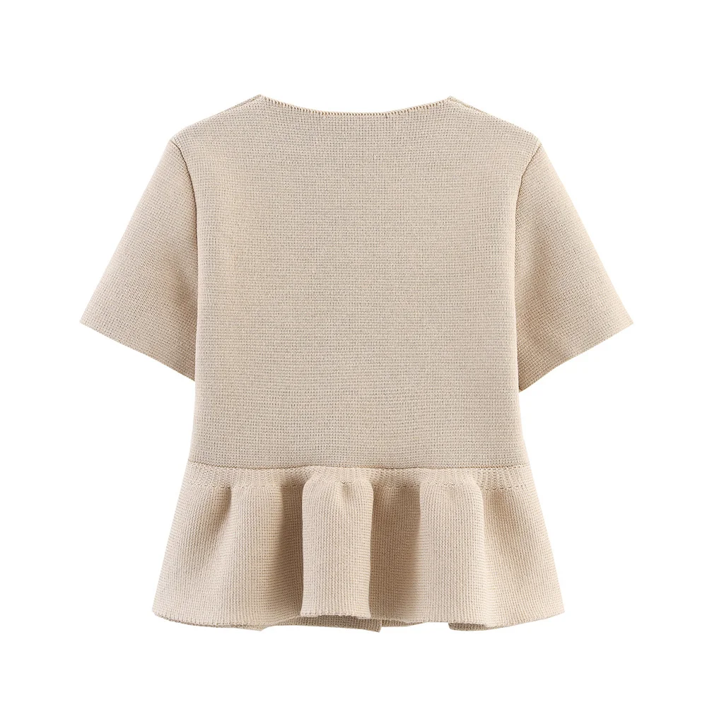 Autumn Round Neck Button Knit Jacket & Skirt Set - Image 2