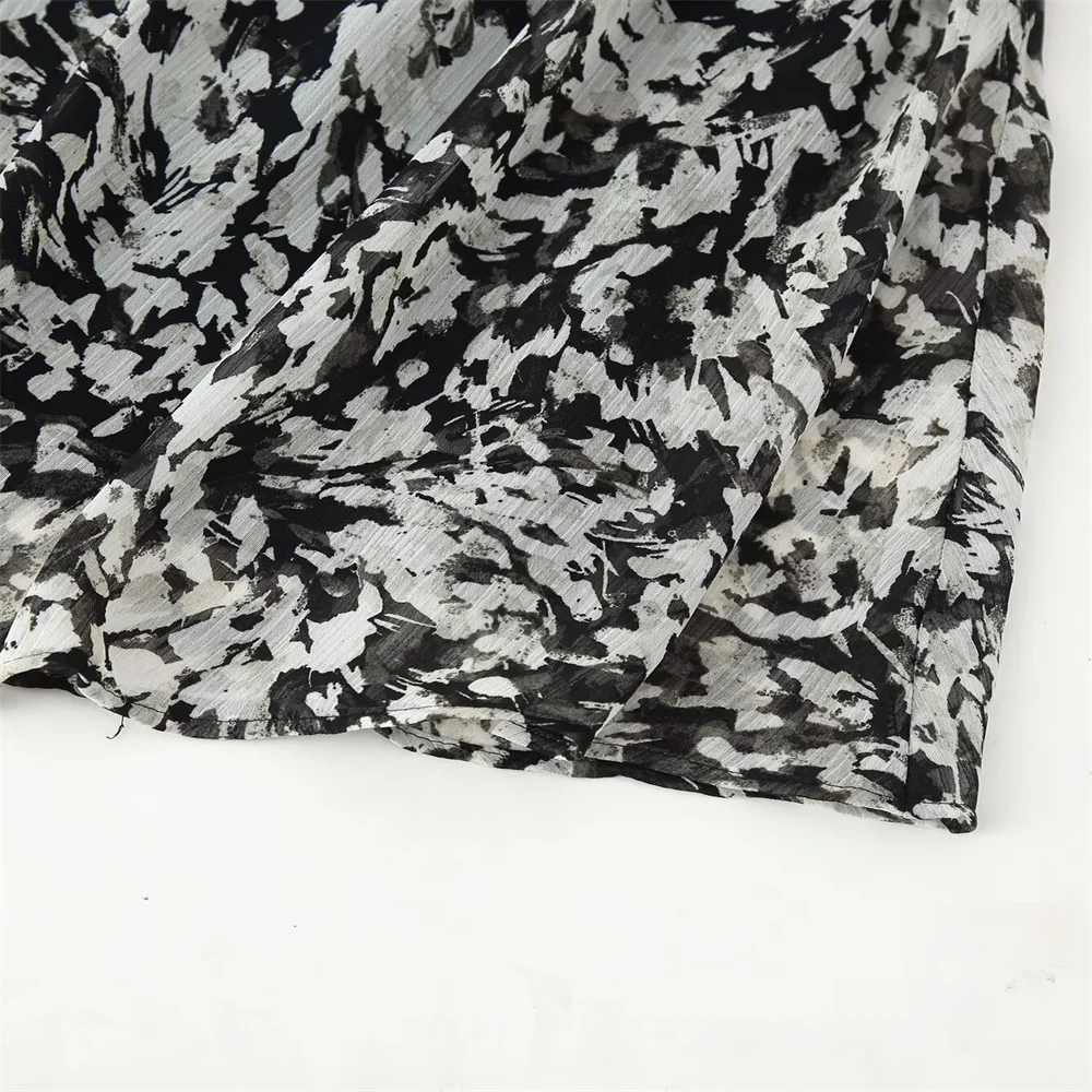 Women's Autumn Printed Mini Dress with Belt - Image 6