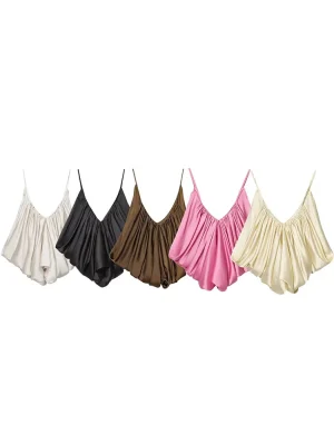 Women’s Autumn Minimalist Silk Pleated Top