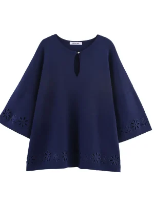 Autumn Hollow Embroidery Knit Top