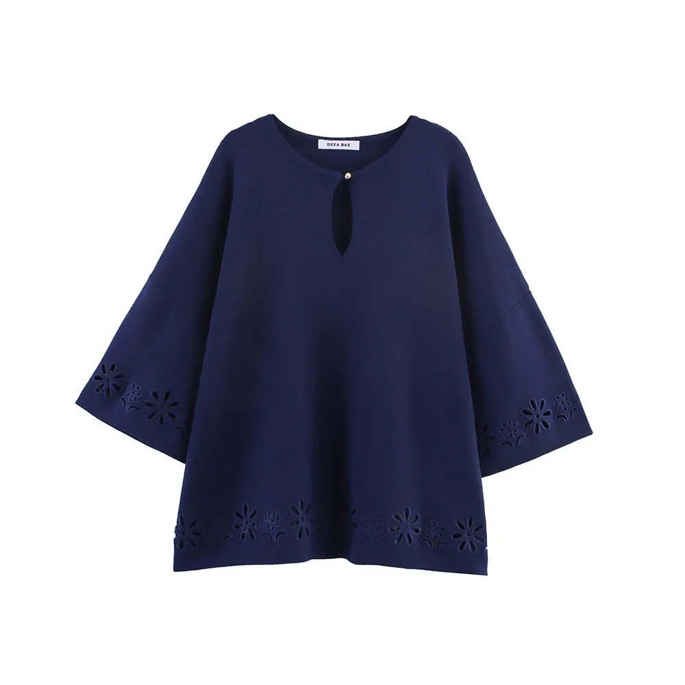 Autumn Hollow Embroidery Knit Top