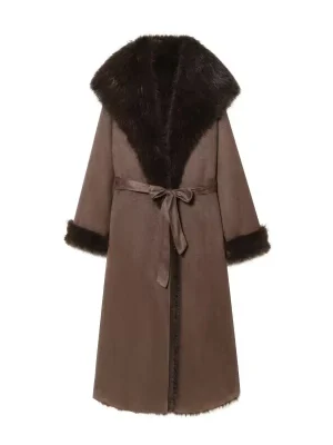 2025 Winter Women's Faux Fur Belted Long Coat