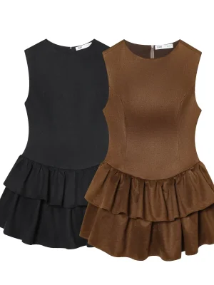 Winter Women's Fashionable Suede Texture Short Dress