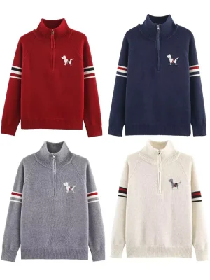 Women’s Autumn Winter Jacquard Zipper Knit Top