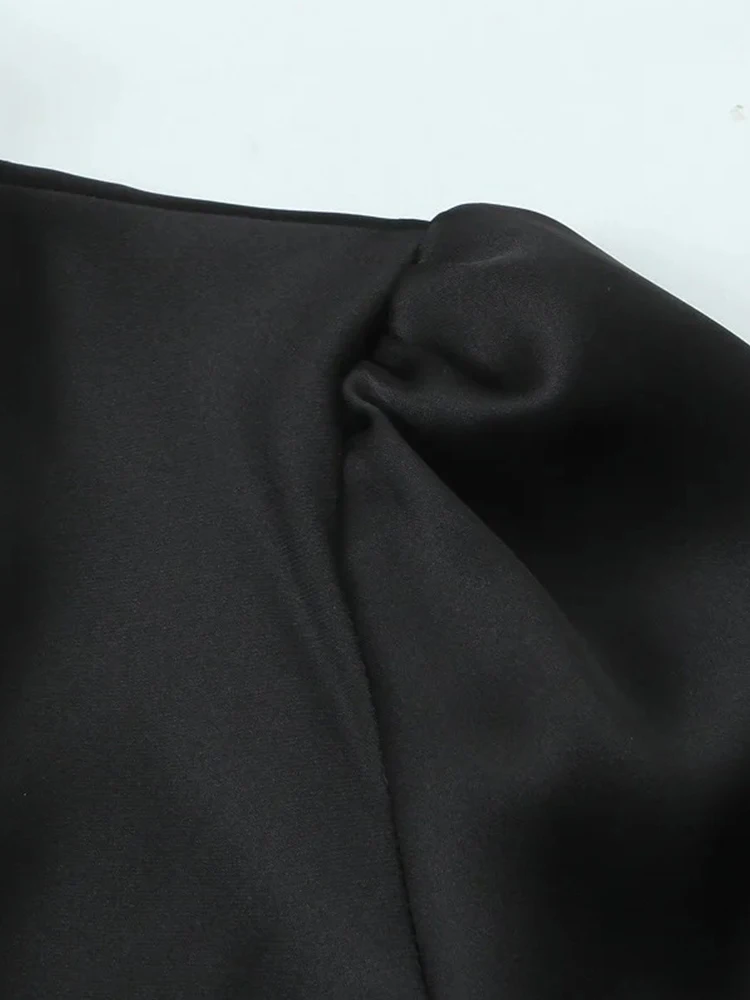 Women’s Elegant Silk-Feel V-Neck Scarf Collar Shirt - Image 5