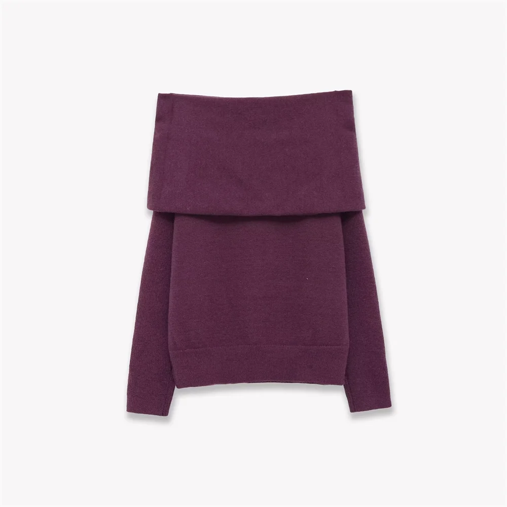 Winter Women’s Curled Edge Off-Shoulder Sweater