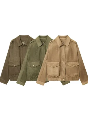 Women’s Autumn Suede Pocket Jacket