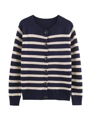 Autumn/Winter Casual Striped Knit Jacket