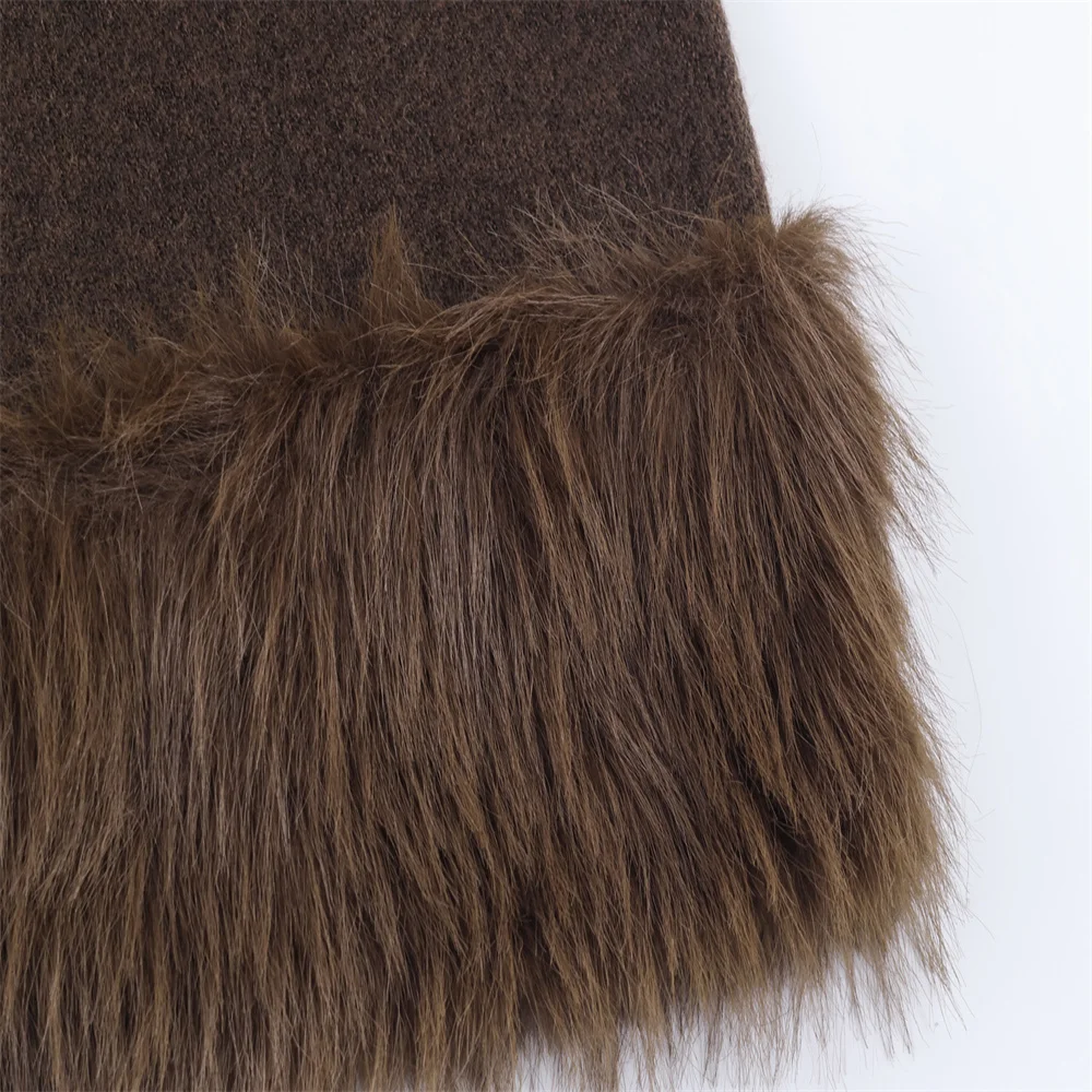 Women's Single-Breasted Faux Fur Effect Jacket - Image 5