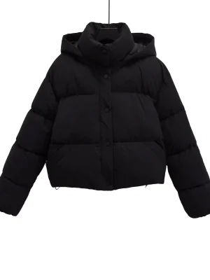 Women’s Stand Collar Hooded Cotton Jacket