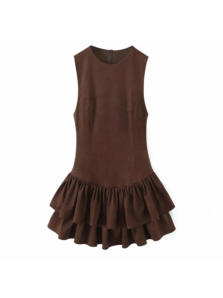 Women’s Elegant Ruffle Layered Mini Dress - Image 3