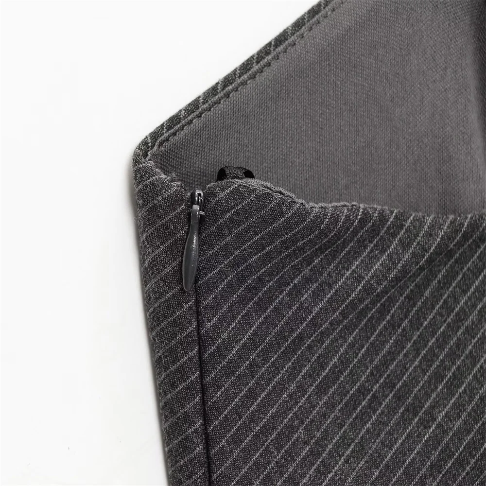 Autumn Suspender Pleated Stripe Mini Dress - Image 5