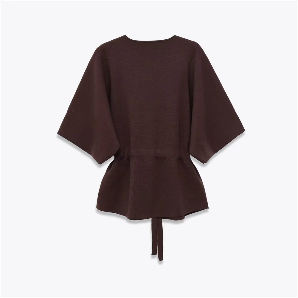 Women’s Autumn Bubble Sleeve Knit Top - Image 2