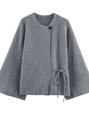 Autumn Knitted Slit Sleeve Coat Jacket