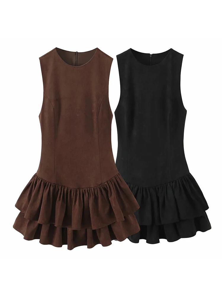 Women’s Elegant Ruffle Layered Mini Dress - Image 2