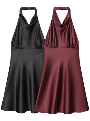 2025 Winter Sexy Backless Silk Satin Dress