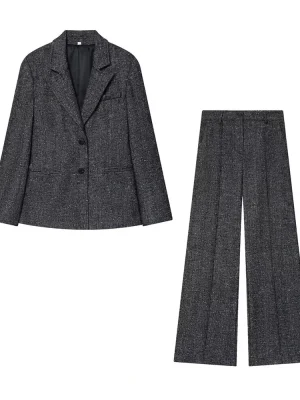 Women’s Autumn Blended Jacket with Skirt Hem & Pants