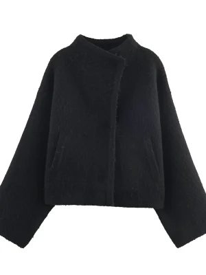 Winter Loose Double-Breasted Knitted Pilot Jacket