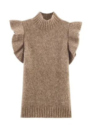 Autumn-Winter High Neck Sleeveless Wool Top