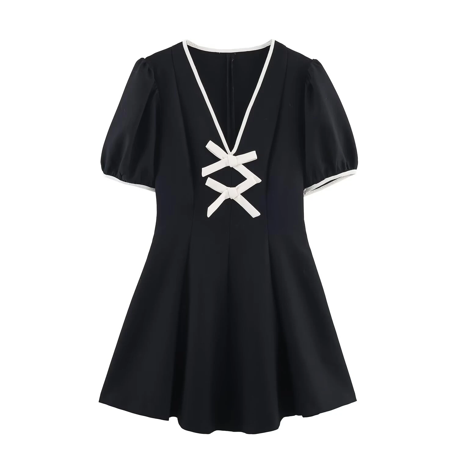 Women’s Winter Contrast Butterfly Bow Mini Dress