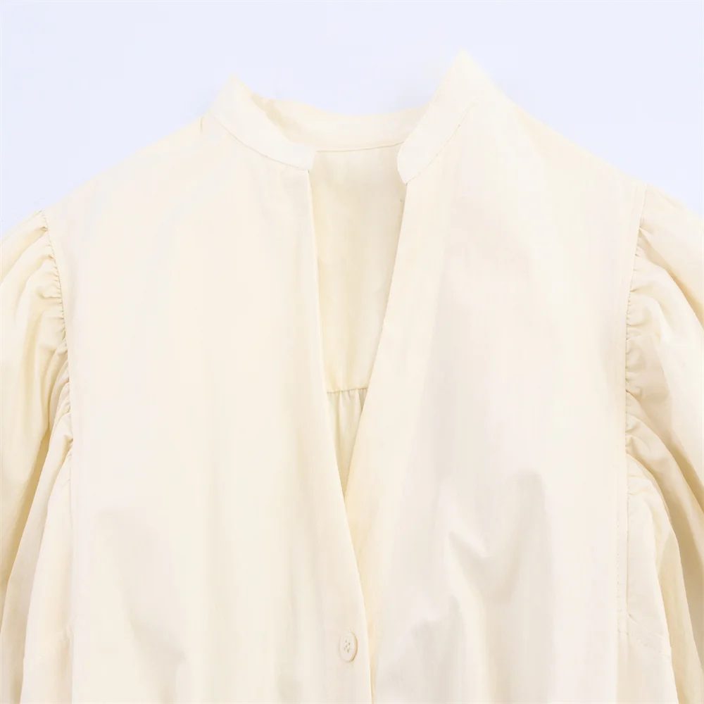 Autumn Bubble Sleeve Shirt Dress - Image 3