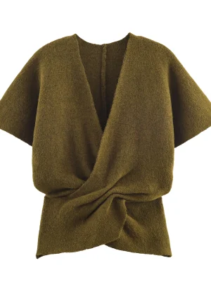 European & American Style Women's Pleated Knit Sweater