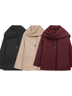 Winter Women’s Blend Coat with Scarf
