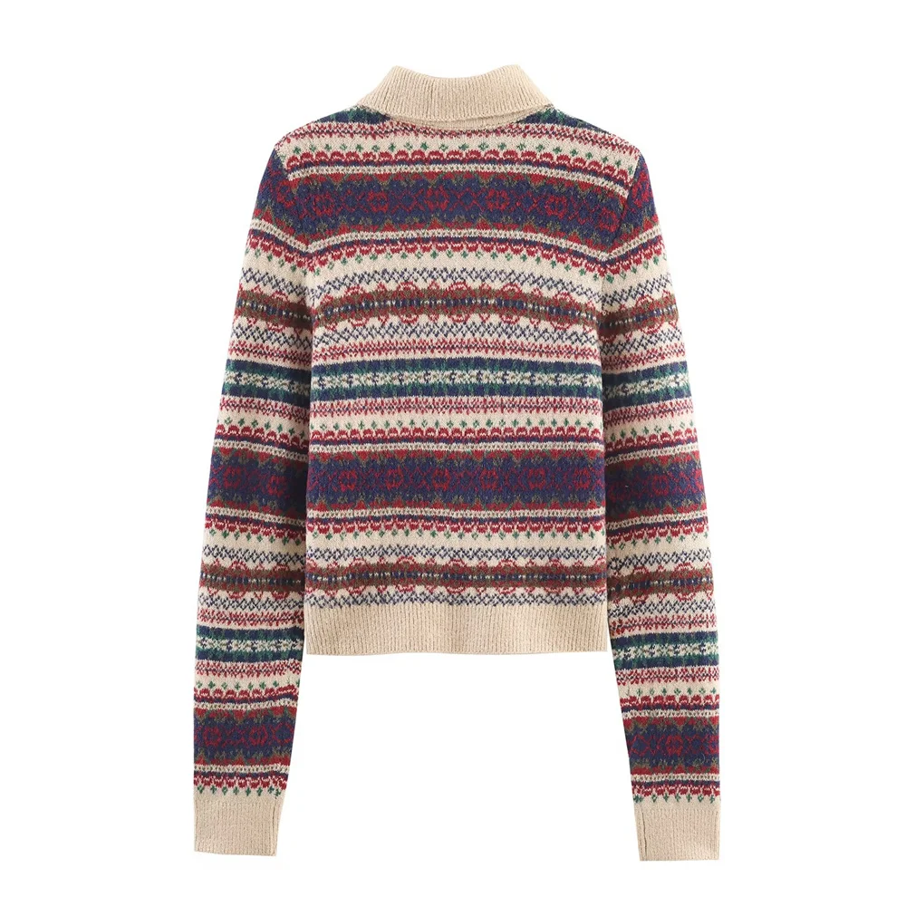 Autumn Simple Jacquard Knit Jacket - Image 2