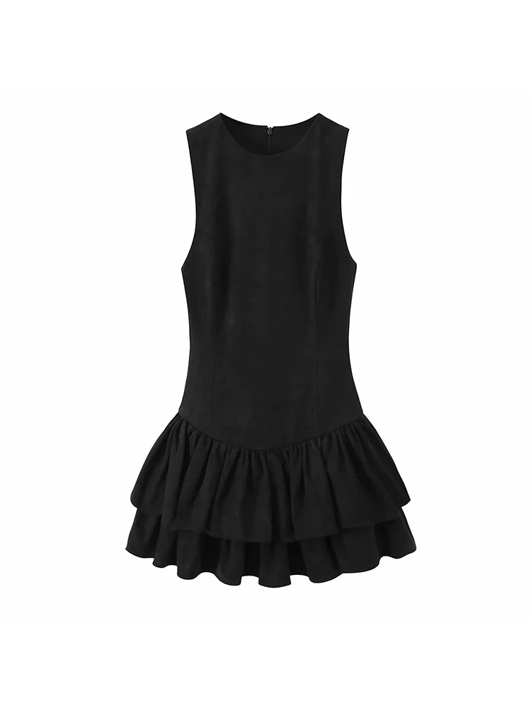 Women’s Elegant Ruffle Layered Mini Dress - Image 5