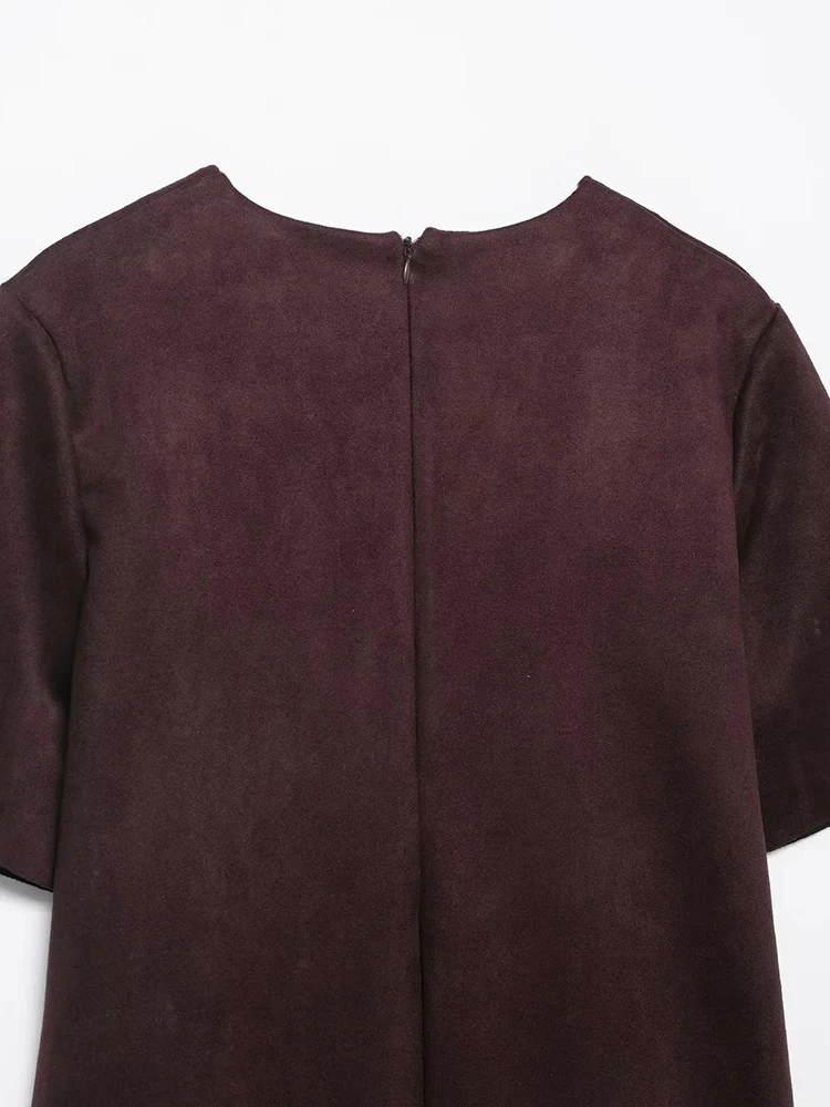 Women’s Casual Suede Rivet Mini Dress - Image 6