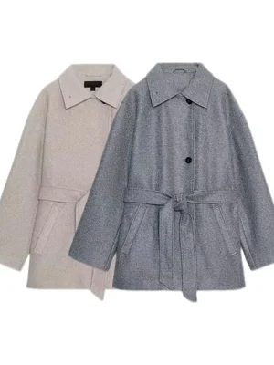 Women’s Minimalist Belted Soft Coat Jacket