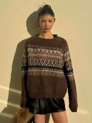 Women’s Retro Striped Knit Sweater