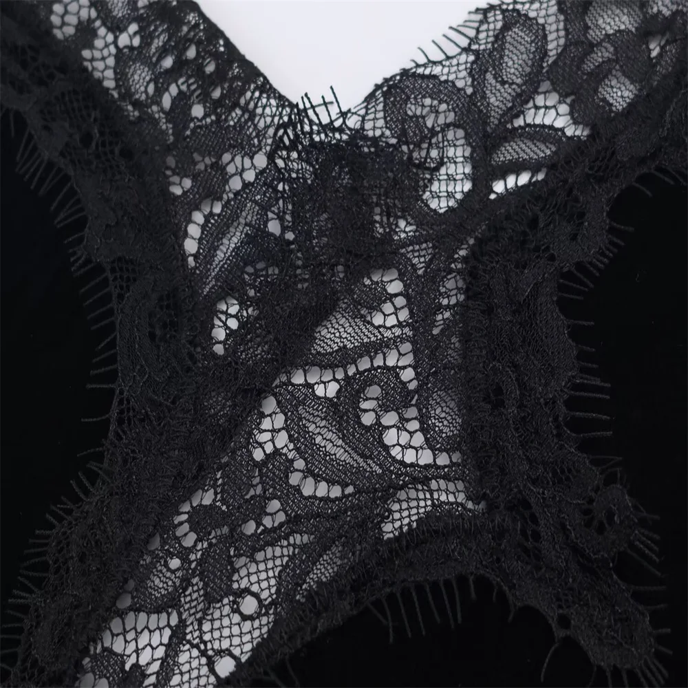 Autumn French V-Neck Lace Velvet Dress - Image 4