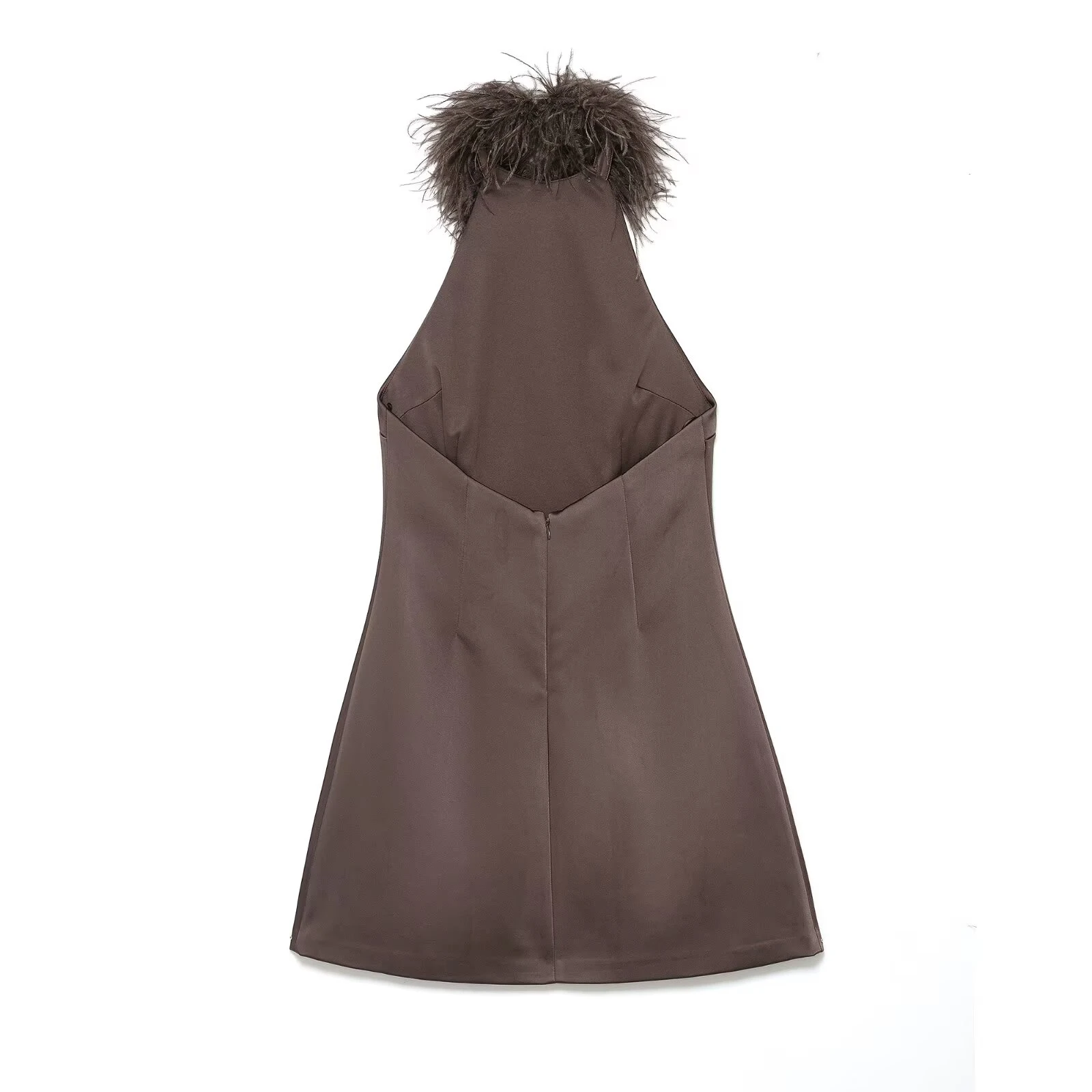 2025 Winter Women's Seaside Zipper Feathered Dress - Image 2