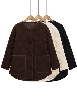 Women’s Brown Diamond Grid Cotton Coat