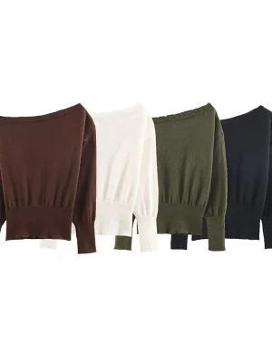 Women’s Winter One-Shoulder Knitted Sweater