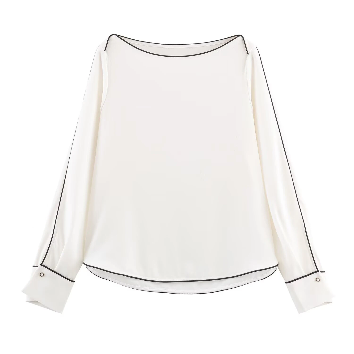 Women’s 2025 Loose Long Sleeve Shirt with Contrast Trim