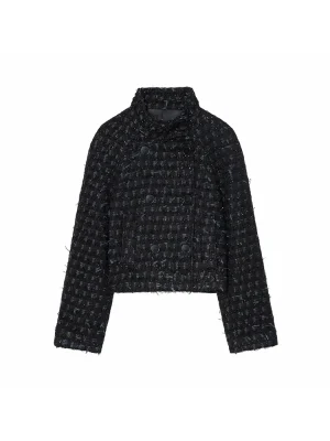 Women’s Metallic Tweed High-Neck Jacket
