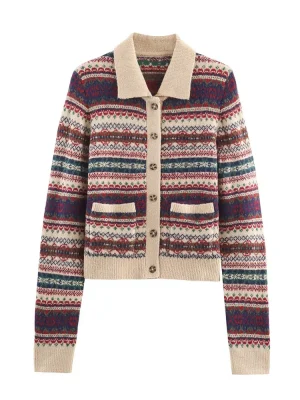 Autumn Simple Jacquard Knit Jacket