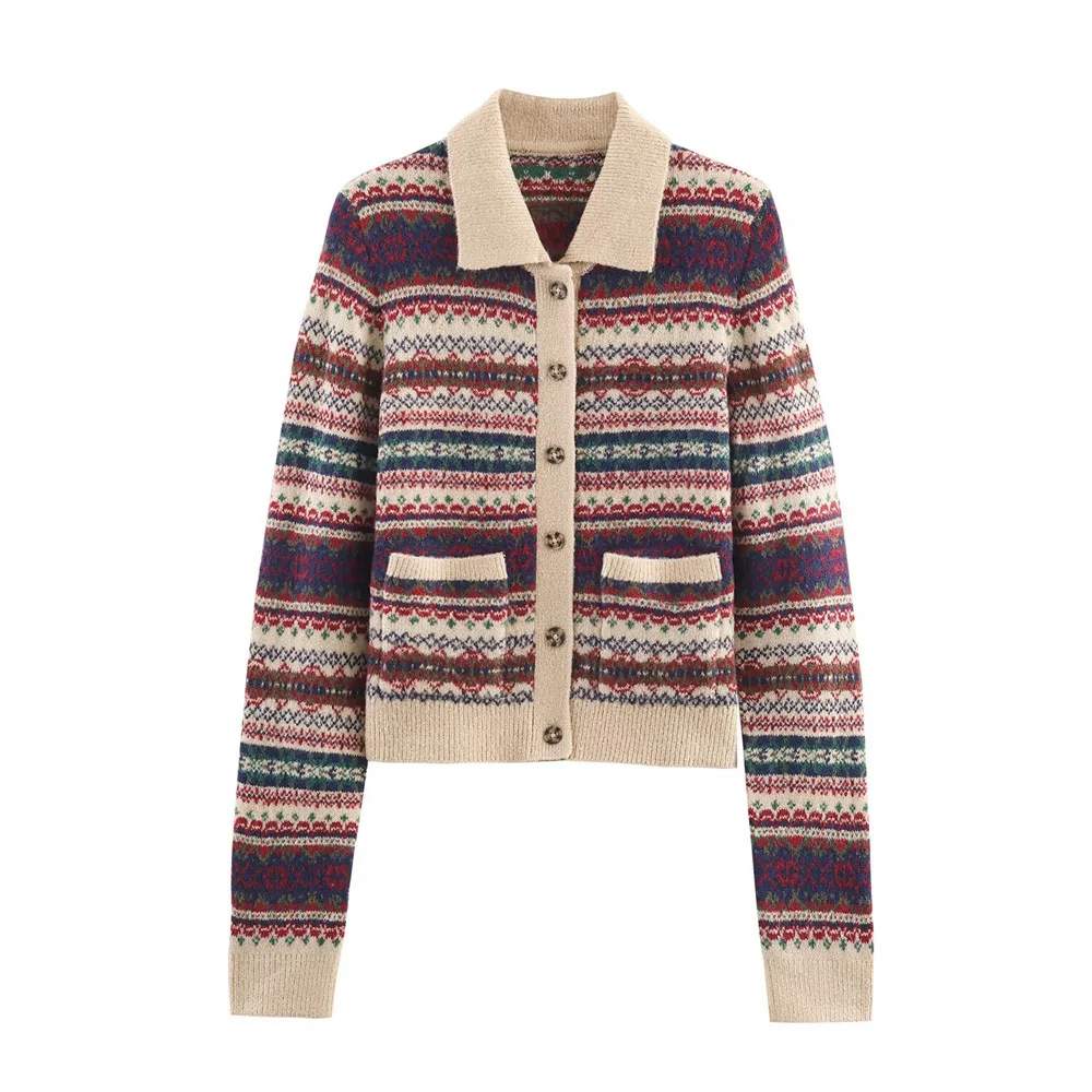 Autumn Simple Jacquard Knit Jacket