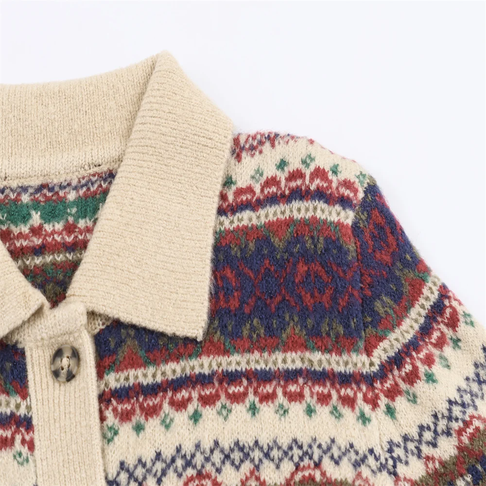 Autumn Simple Jacquard Knit Jacket - Image 3