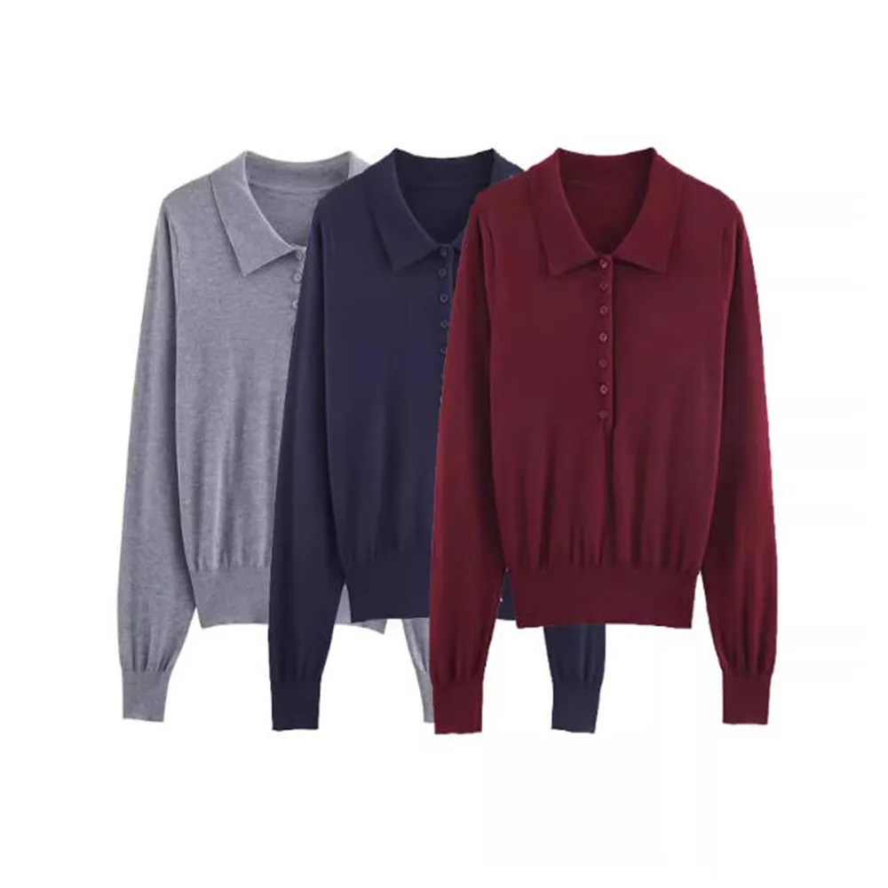 Autumn/Winter Polo Collar Knit Sweater