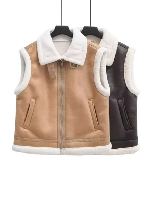 Autumn Winter Sleeveless Lamb Wool Vest