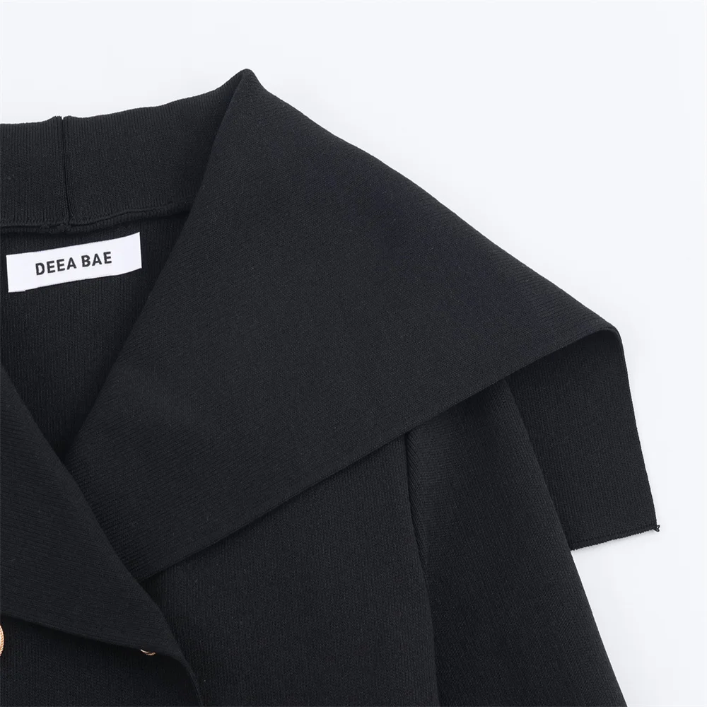 Autumn Double-Breasted Knit Short Coat - Image 3